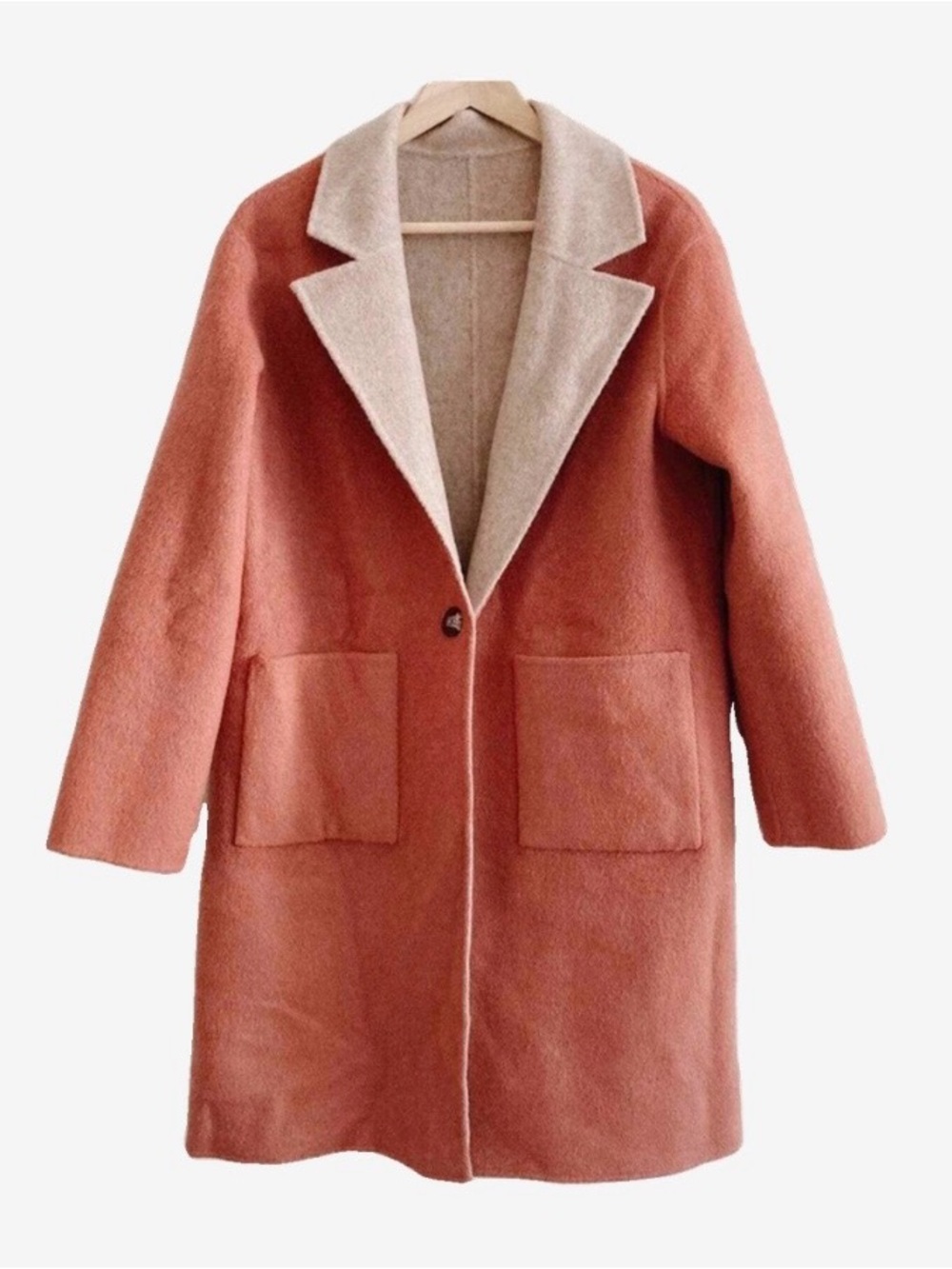 Petite Studio Coral Trench Coat with Cream Reversible Lining